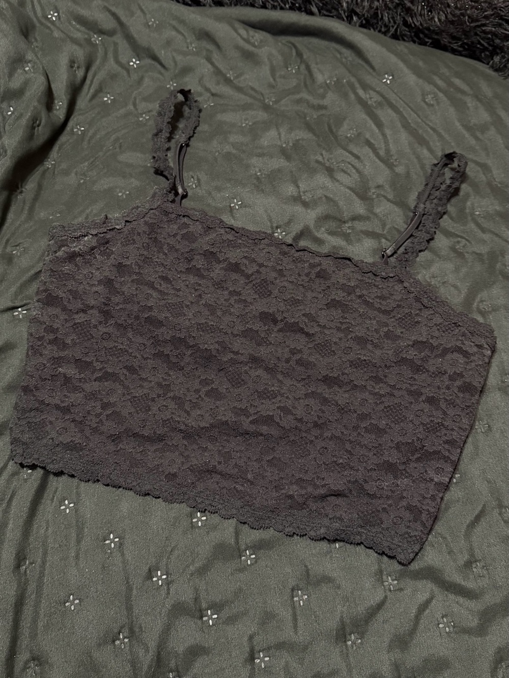 aerie Black Lace Cropped Cami